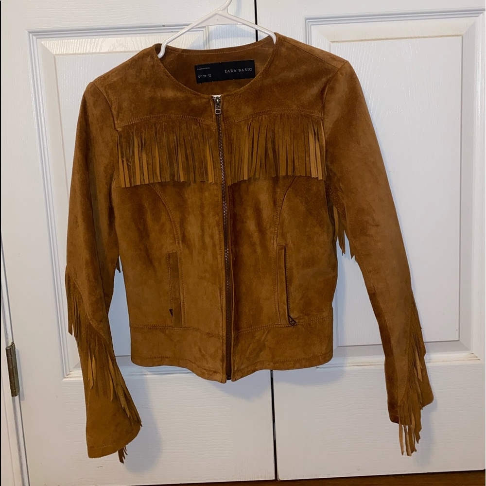 ZARA NWOT Fringe suede jacket